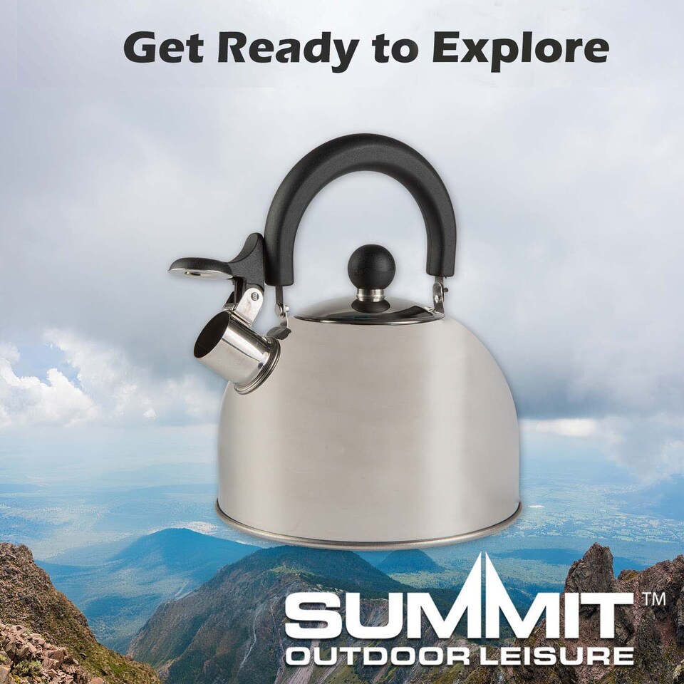 image 1 of PMS 2L Stainless Steel Camping Kettle, Compact Silver
