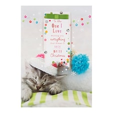 One I Love 'How Much You Mean' Cute Cat  Christmas Card