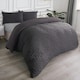 image 5 of OHS Geometric Seersucker Luxury Duvet Quilt and Pillowcase Set, Double - Charcoal