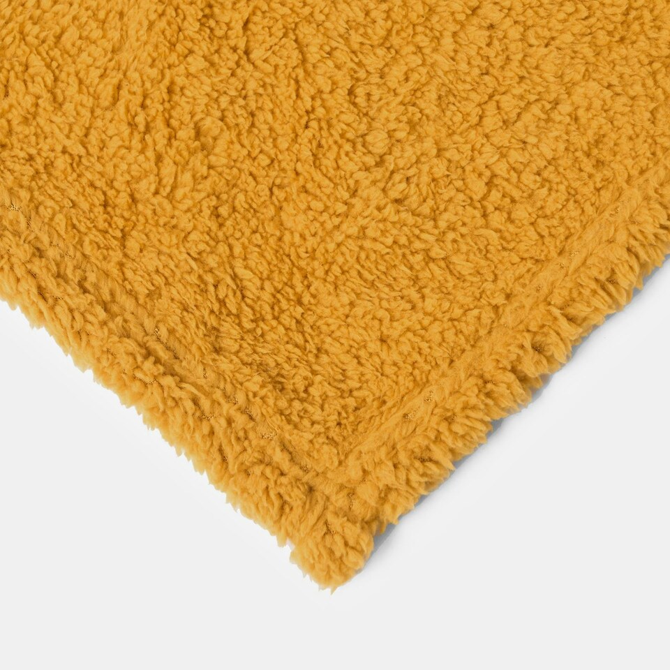 image 1 of OHS Soft Plush Teddy Fleece Throw Blanket, 150x200cm - Ochre Yellow