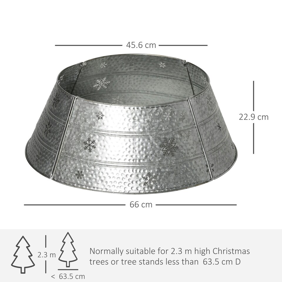 image 1 of HOMCOM 66cm Christmas Tree Collar with Hollow Snowflake Patterns Silver