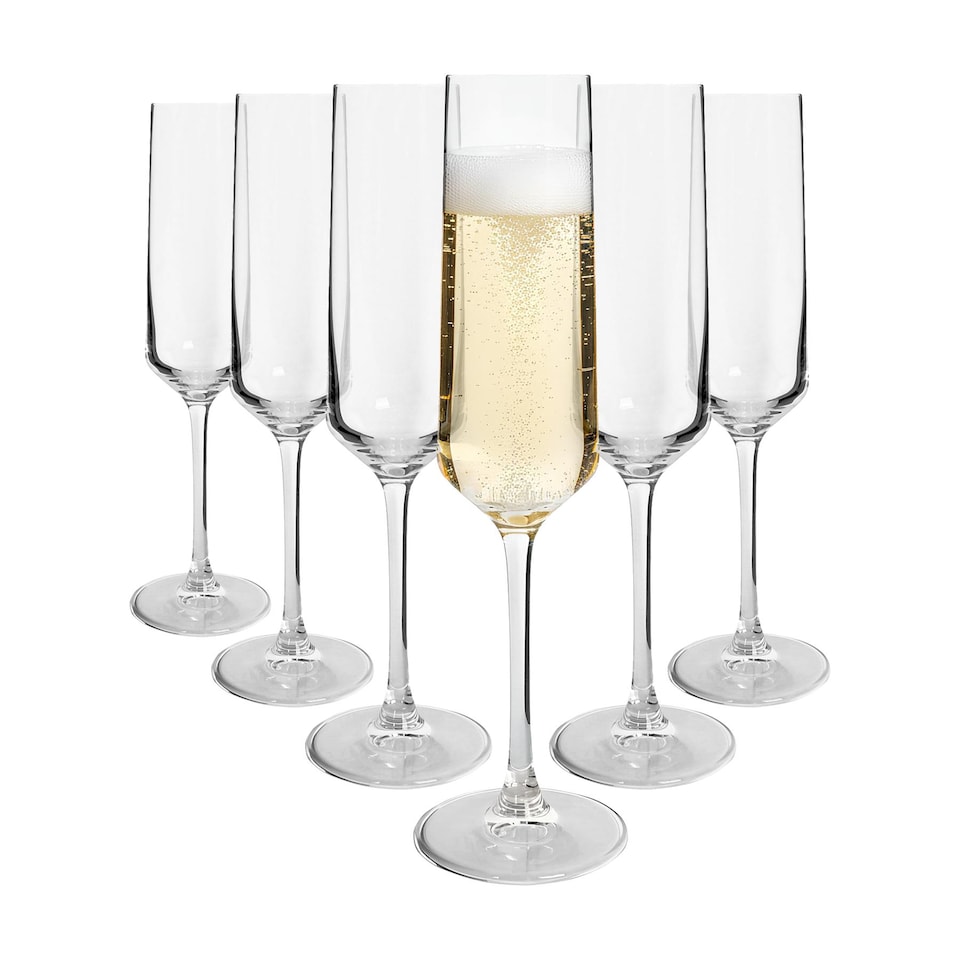 image 1 of Argon Tableware Soho Crystal Champagne Flutes - 210ml | Clear | Clear | 6