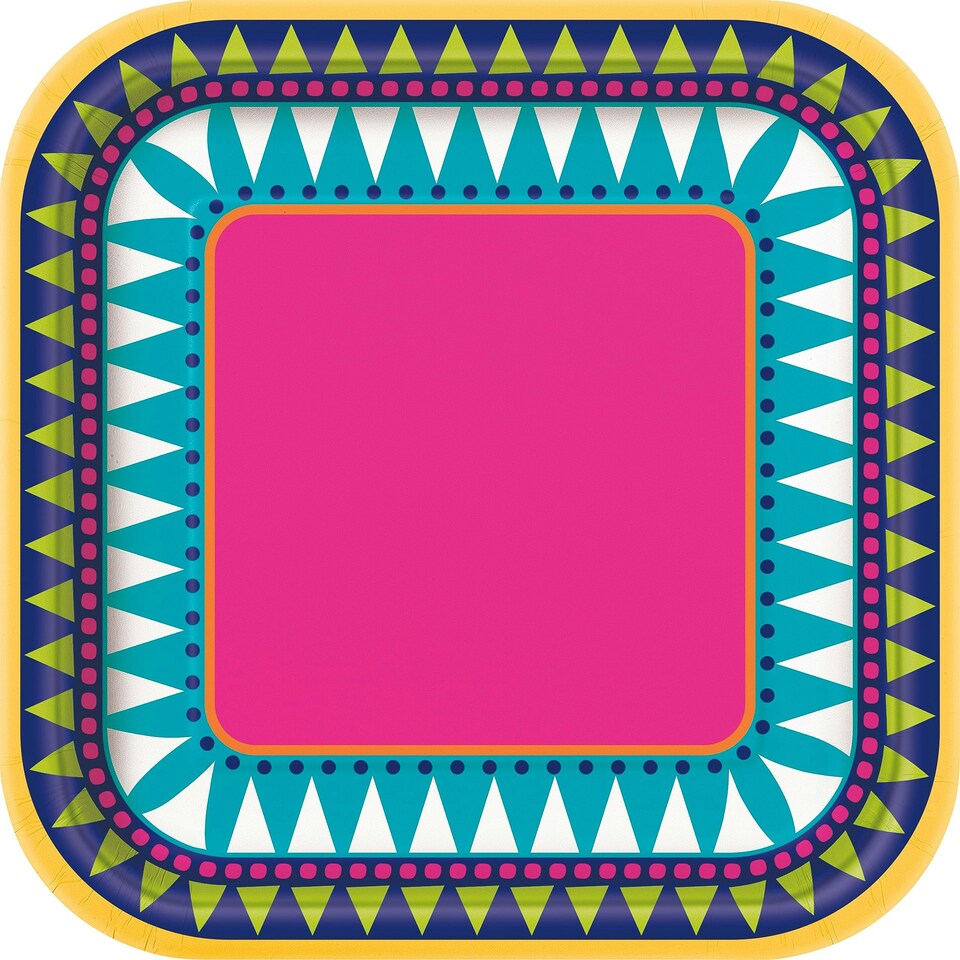 10 BOHO FIESTA 7" SQ PLATE - UNIQUE