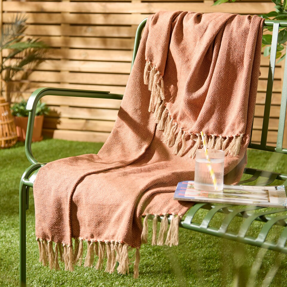 image 1 of Furn Dessa Woven Indoor/Outdoor Throw | Orange | Terracotta