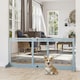 image 6 of PawHut Adjustable Wooden Pet Gate Freestanding Dog Barrier for Doorway, Grey