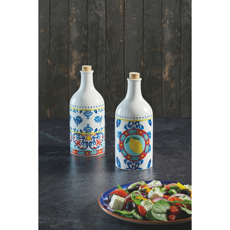 image 1 of KitchenCraft Ceramic Oil and Vinegar Bottle Set 500ml