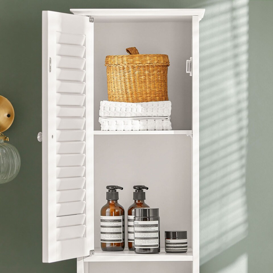 image 1 of SoBuy FRG236-W,Tall Bathroom Storage Cabinet Freestanding Unit with 2 Doors