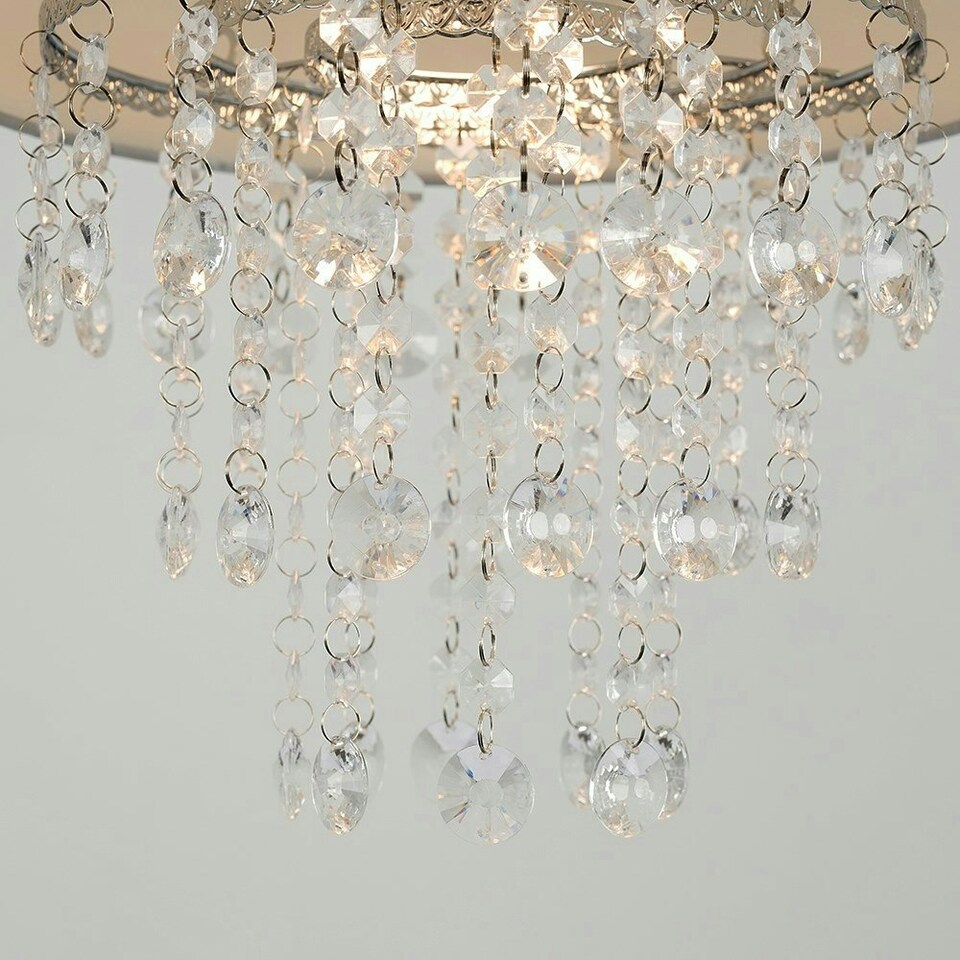 image 1 of ValueLights Pair Of Acrylic Jewel Effect Droplet Grey Ceiling Pendant Light Shades