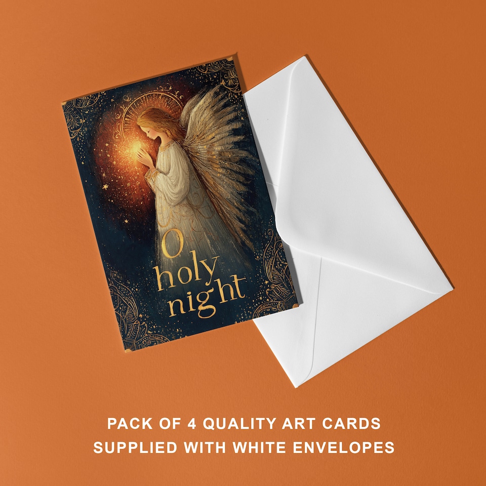 image 1 of Christmas Angel Cards Pack of 4 Holy Night Nativity Festive Greeting Cards