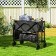 image 2 of Outsunny Double Decker Folding Trolley Cart on Wheels, 200KG Capacity Black