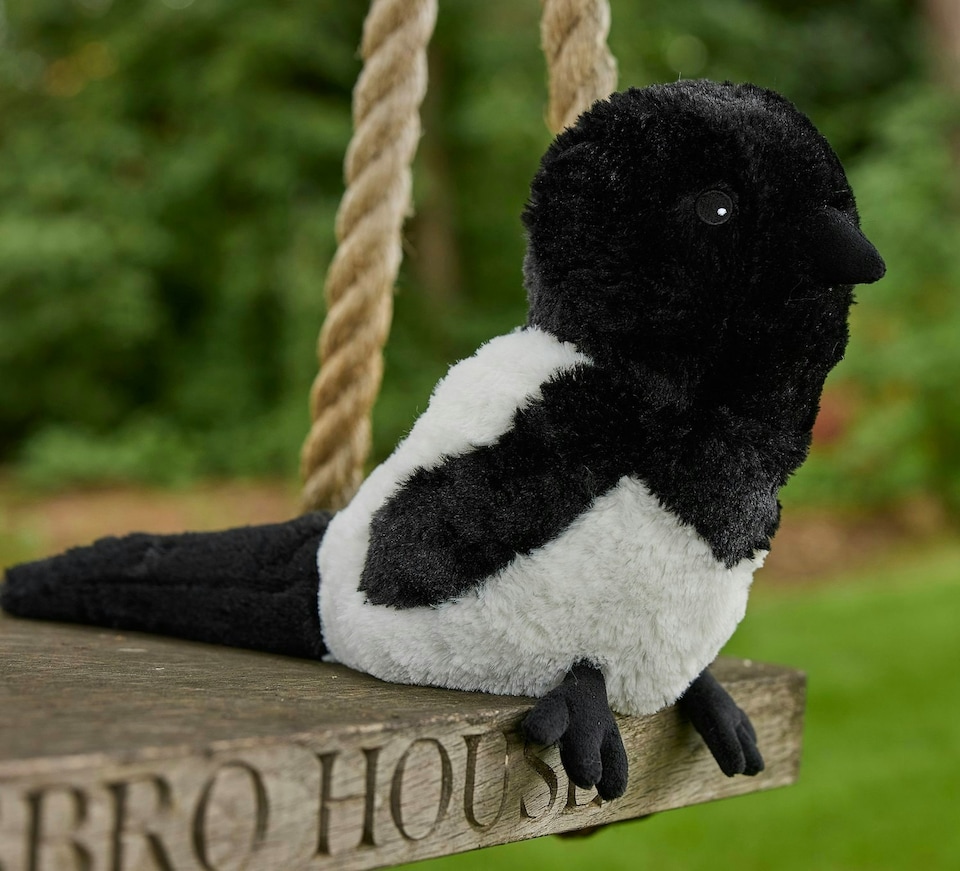 image 1 of Warmies Magpie Plush , Large Size, Fully Microwave Safe and Weighted Cuddly for Anxiety, Cool in The Freezer or Heat in The Microwave, Soft Heat Cushion