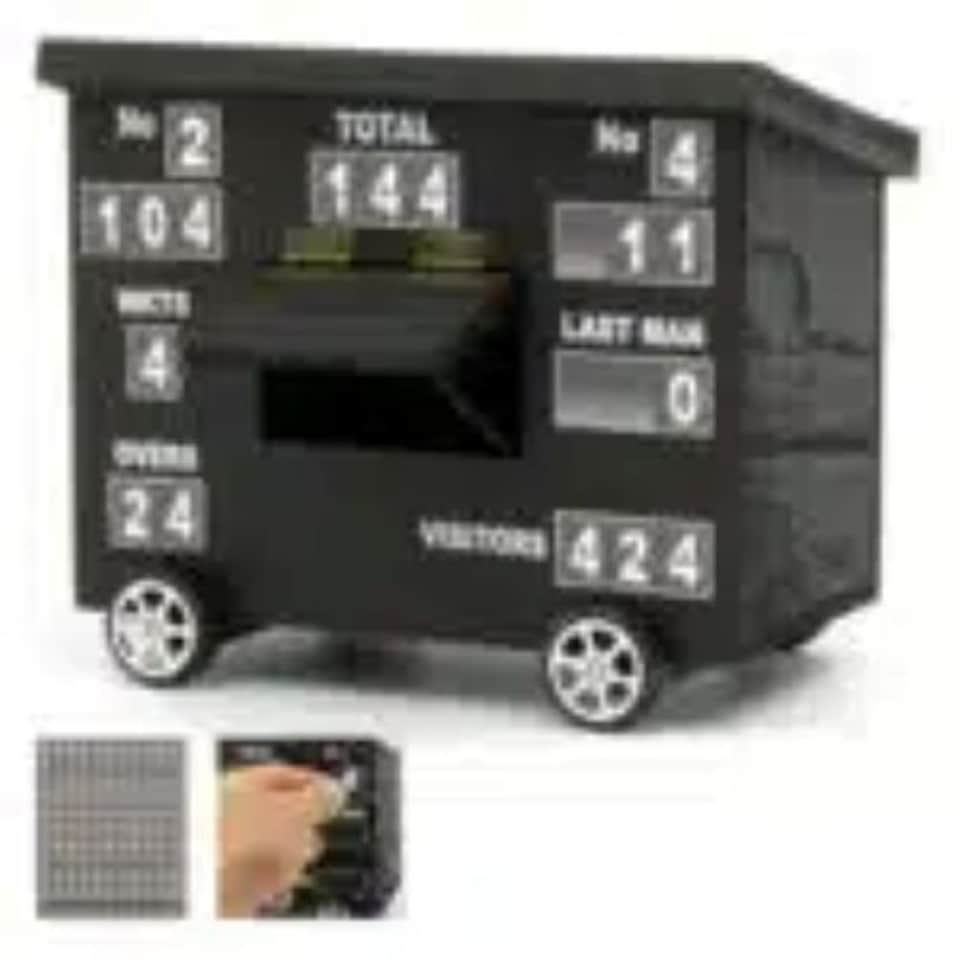 image 1 of Cricket Scoreboard Desk Tidy Organiser Wooden Storage Box