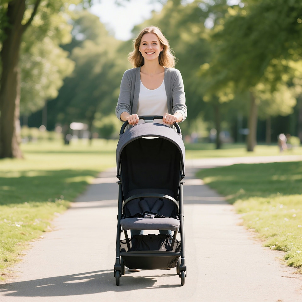 image 1 of AIYAPLAY Travel Stroller with Easy Folding, Lightweight Pushchair Grey
