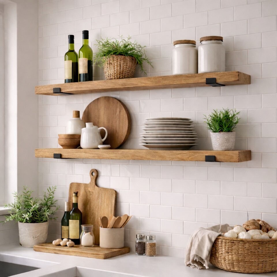 image 1 of MKGT 6 Pack Heavy Duty Scaffold Board Shelf Brackets 225mm, Raw Steel Industrial Wall Mounted Rustic Shelving Supports