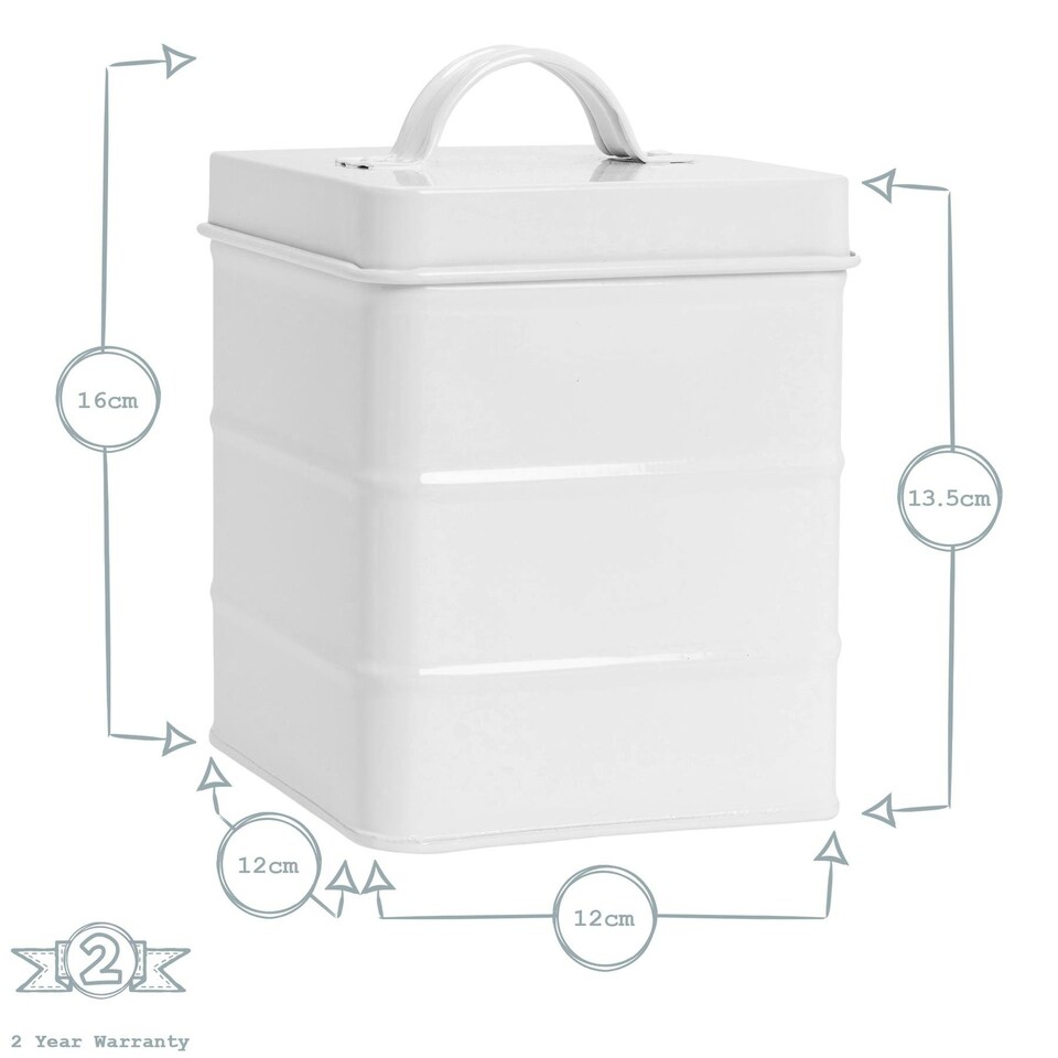 image 1 of Harbour Housewares 5 Piece White Vintage Metal Kitchen Canisters Set Utility Storage Utility Containers Storage Box Storage Container