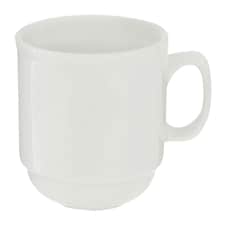 Interiors by Premier Embossed White Ceramic Cup, Stylish Patterned Hot Drink Mug, Durable Stoneware Tea or Coffee Cup, Modern Cup