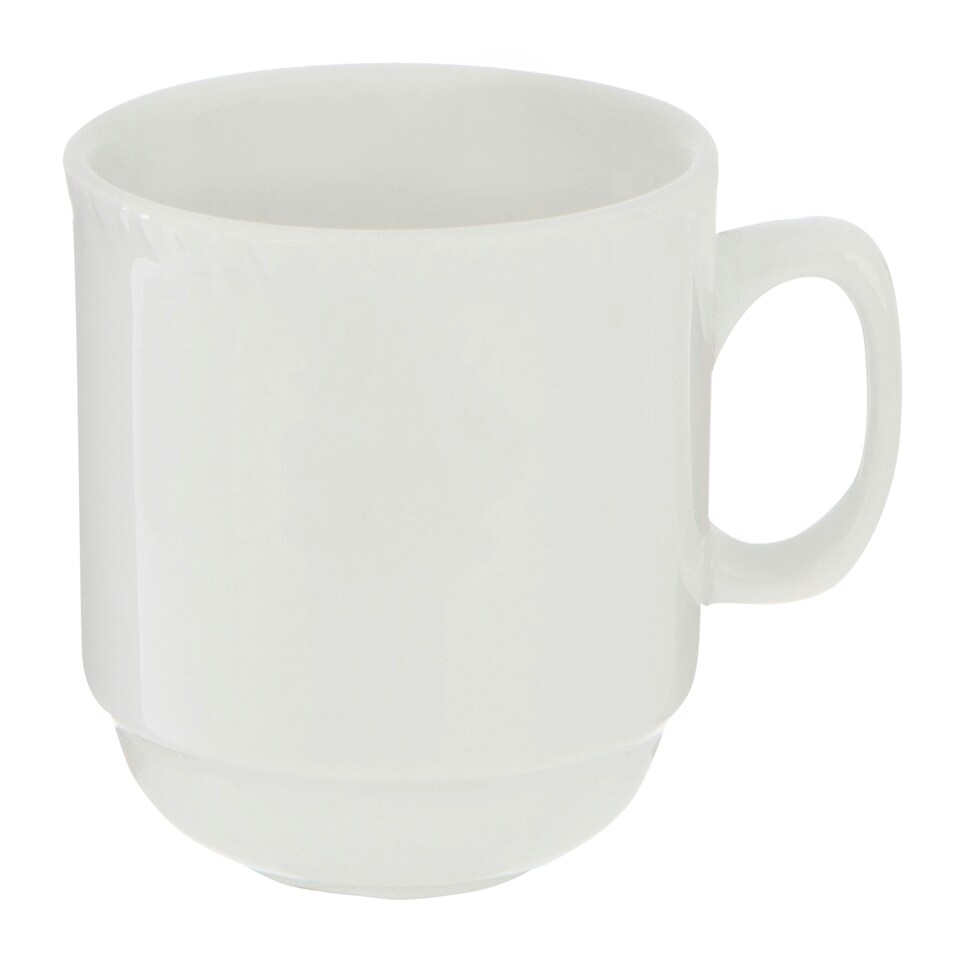 image 1 of Interiors by Premier Embossed White Ceramic Cup, Stylish Patterned Hot Drink Mug, Durable Stoneware Tea or Coffee Cup, Modern Cup