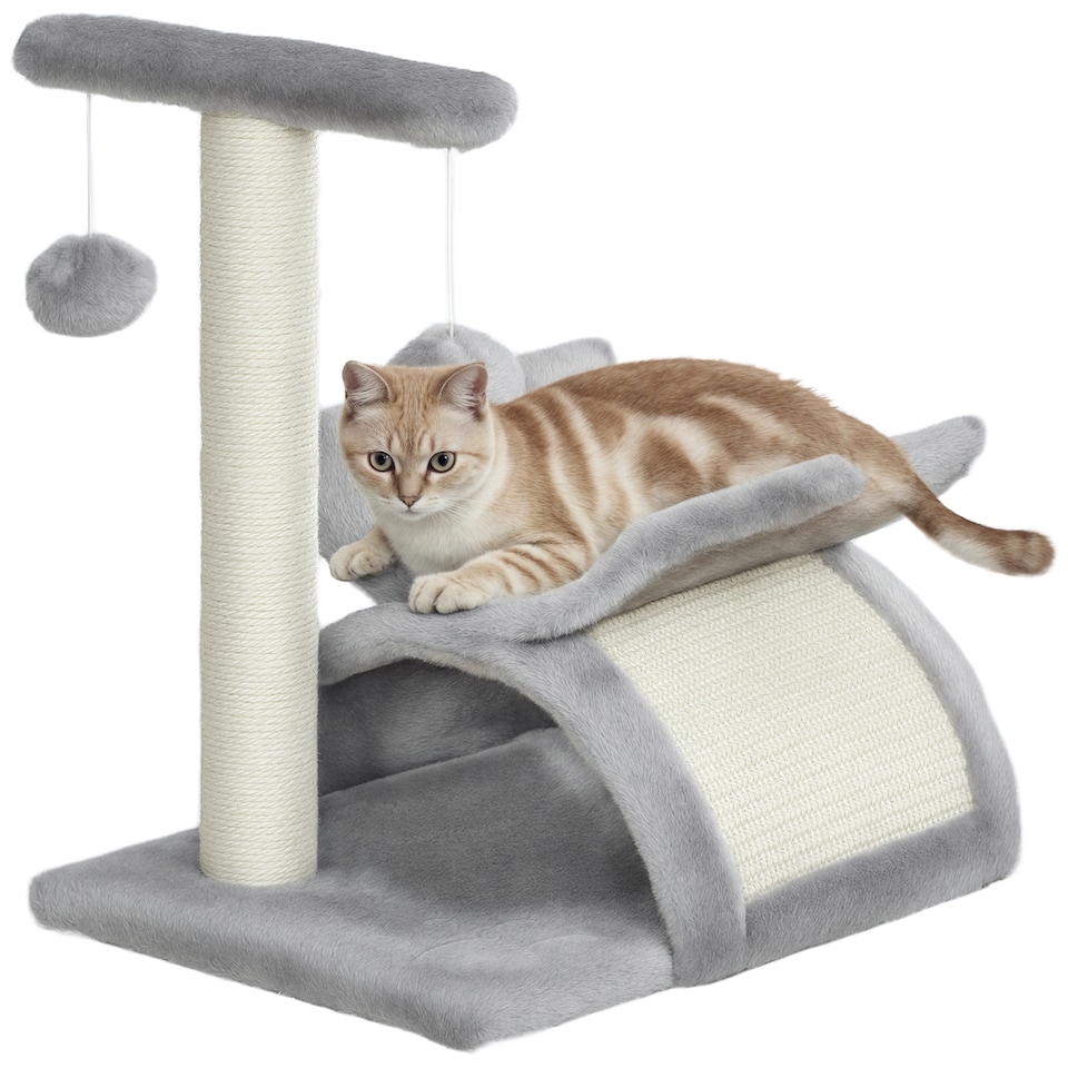 image 1 of PawHut Cat Tree Tower, Rotatable Top Bar, Sisal Post, Tunnel, Balls