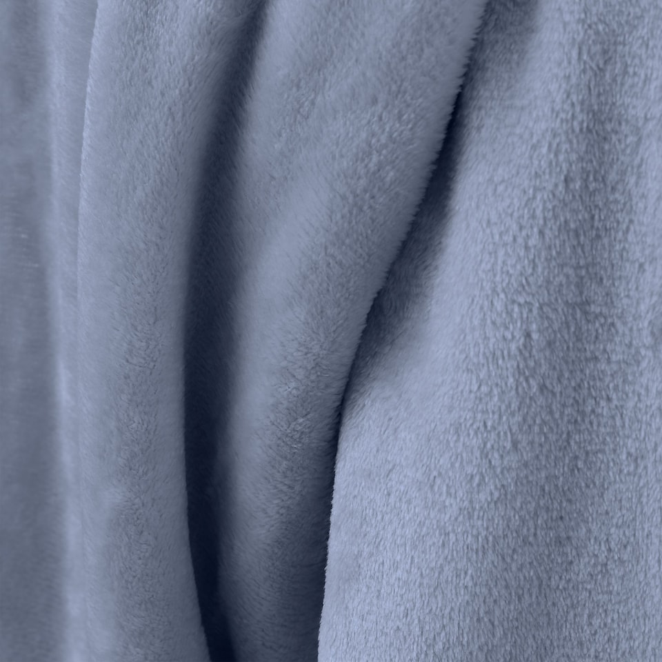 image 1 of Catherine Lansfield Extra Large Raschel Velvet Touch Blanket Throw | Blue | Lansfield Blue