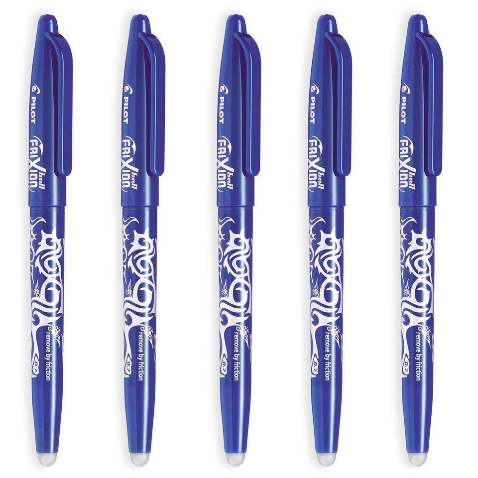image 1 of Pilot Frixion Ball Rollerball Pen Medium 0.7mm Blue Pack of 5