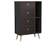 image 1 of Black 4-Drawer 2-Section Shelving Unit With Legs | Black | Black & Beech | 1