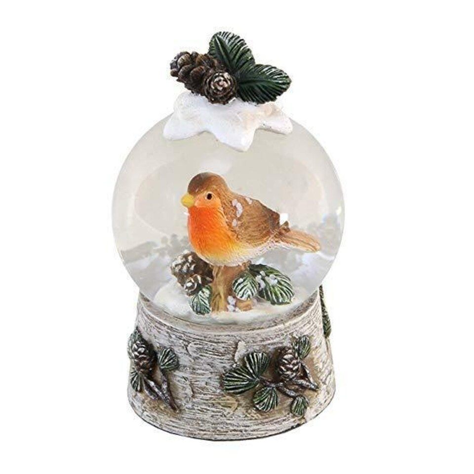 image 1 of Widdop Gifts Robin and Mistletoe Miniature Snow Globe