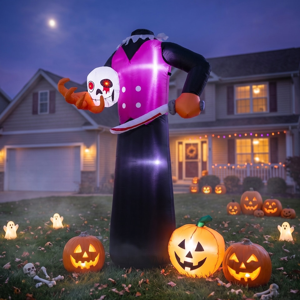 image 1 of Outsunny 6 FT Halloween Inflatable Skeleton, Halloween Headless Skeleton