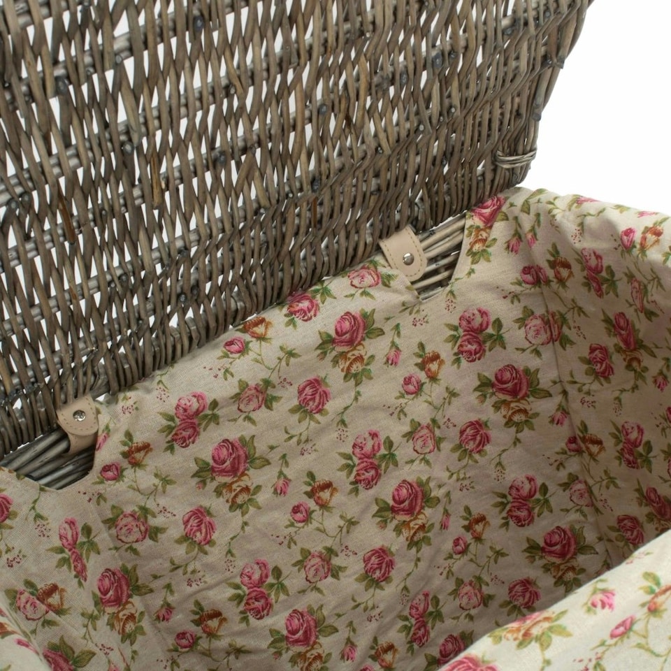 image 1 of Large Square Laundry Basket With Garden Rose Lining | Multi | Garden Rose
