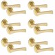 image 1 of Golden Grace 6 Sets Wave Design Door Handles Latch on Round Rose in Electro Brass Finish- 52mm Diameter Gold