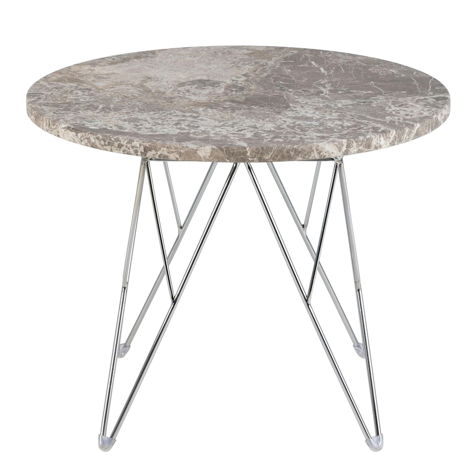 image 1 of Prunus Round Side Table with Grey-Brown Marble Top