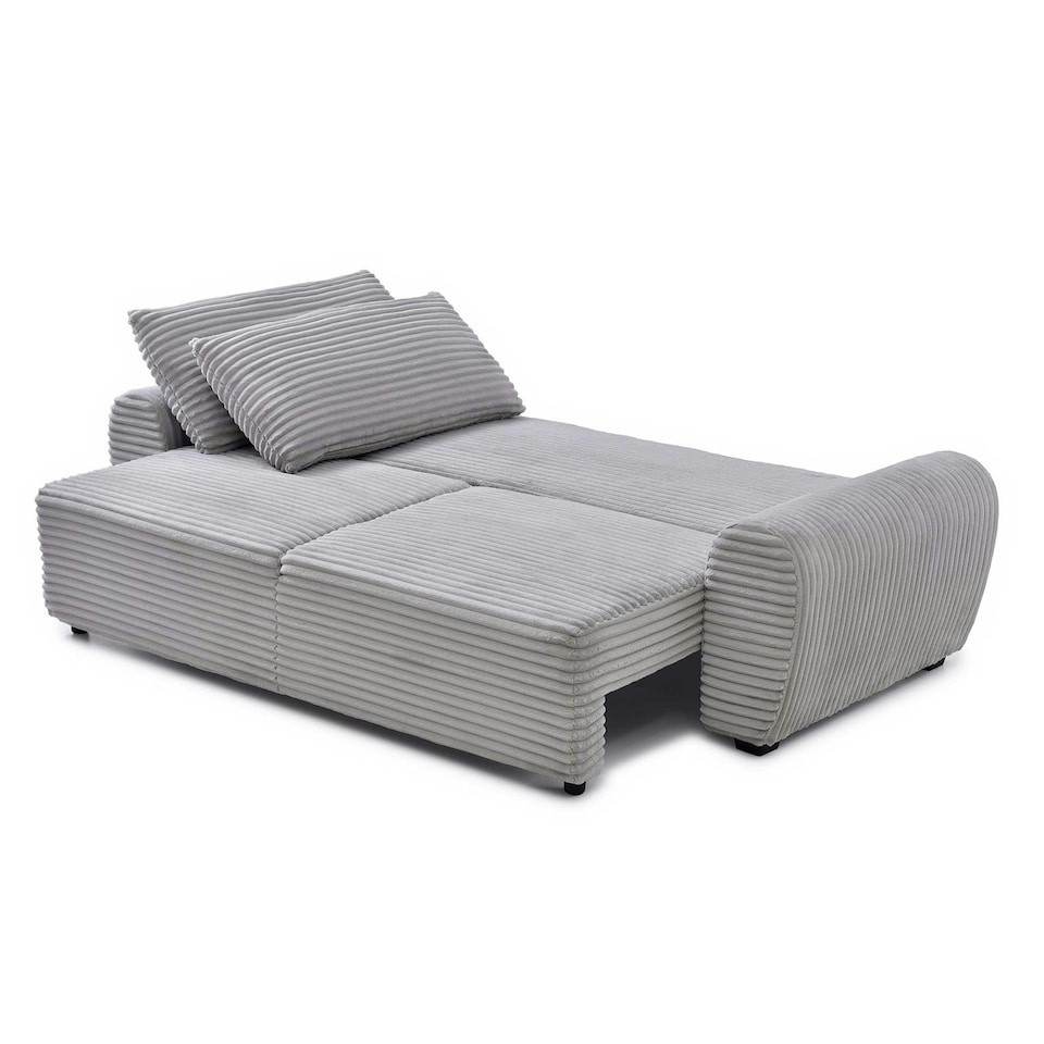 image 1 of Freya 3 Seater Corduroy Sofa Bed | Grey | Light Grey | Three Seater
