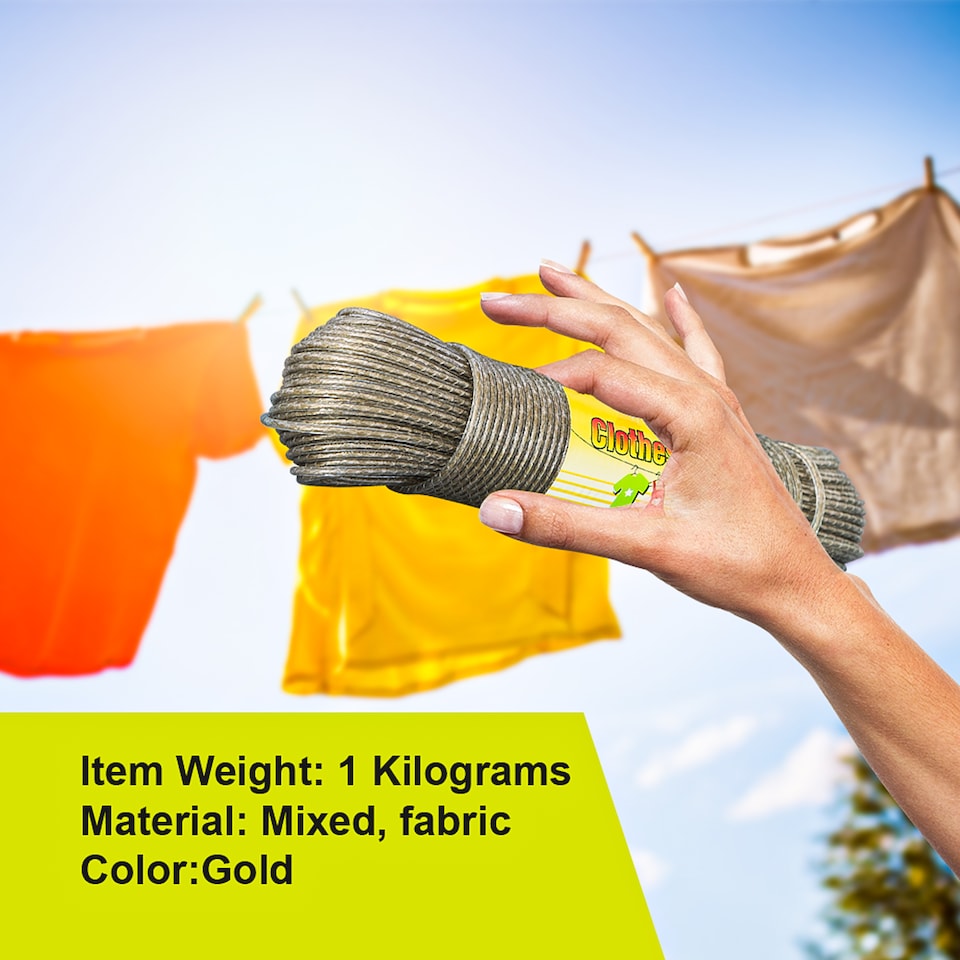 image 1 of KAV HEAVY DUTY Thick Strong Steel Core Washing Rope Line Brown 30 Meter Laundry wire Clothes Lines with Plastic PVC Cover