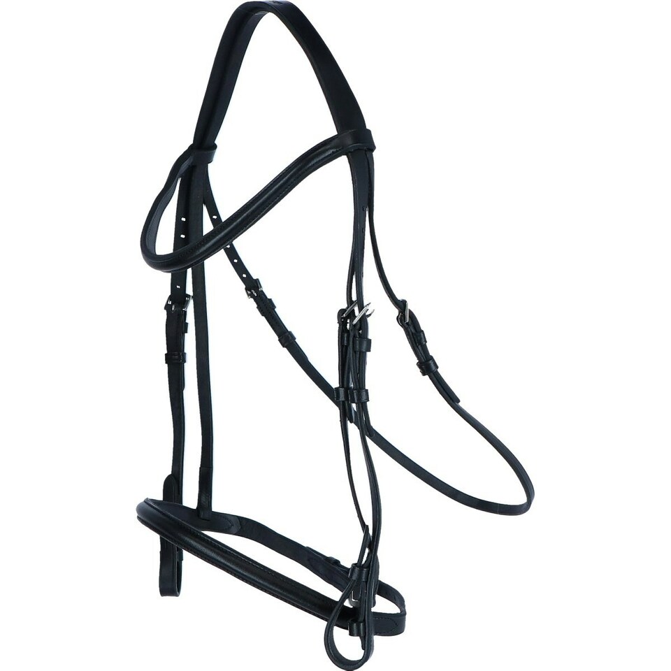 image 1 of Aviemore Raised Cavesson Leather Horse Bridle - Black - Full