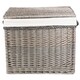 image 3 of 58cm Lined Antique Wash Wicker Storage Basket | White | White | One Size