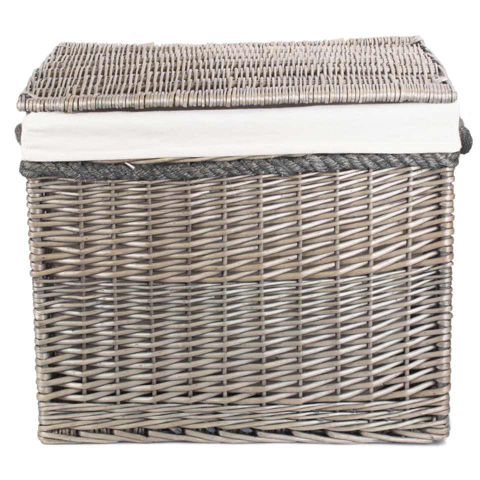 image 1 of 58cm Lined Antique Wash Wicker Storage Basket | White | White | One Size