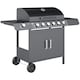 image 1 of Outsunny 6+1 Burner Gas BBQ Grill Garden Barbecue with Wheels, Cabinet Grey