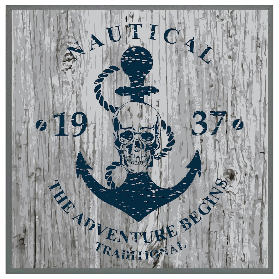 image 1 of Anchor print on wood (Picture Frame) White | XS