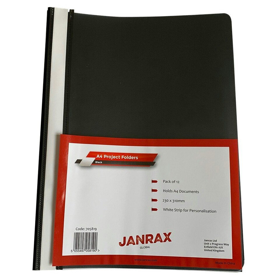 image 1 of Pack of 12 Black A4 Project Folders by Janrax