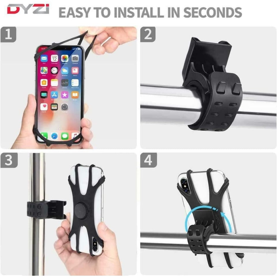 image 1 of Waterproof 360 Bike Phone Holder: Fits 4-6.5 Phones - Detachable
