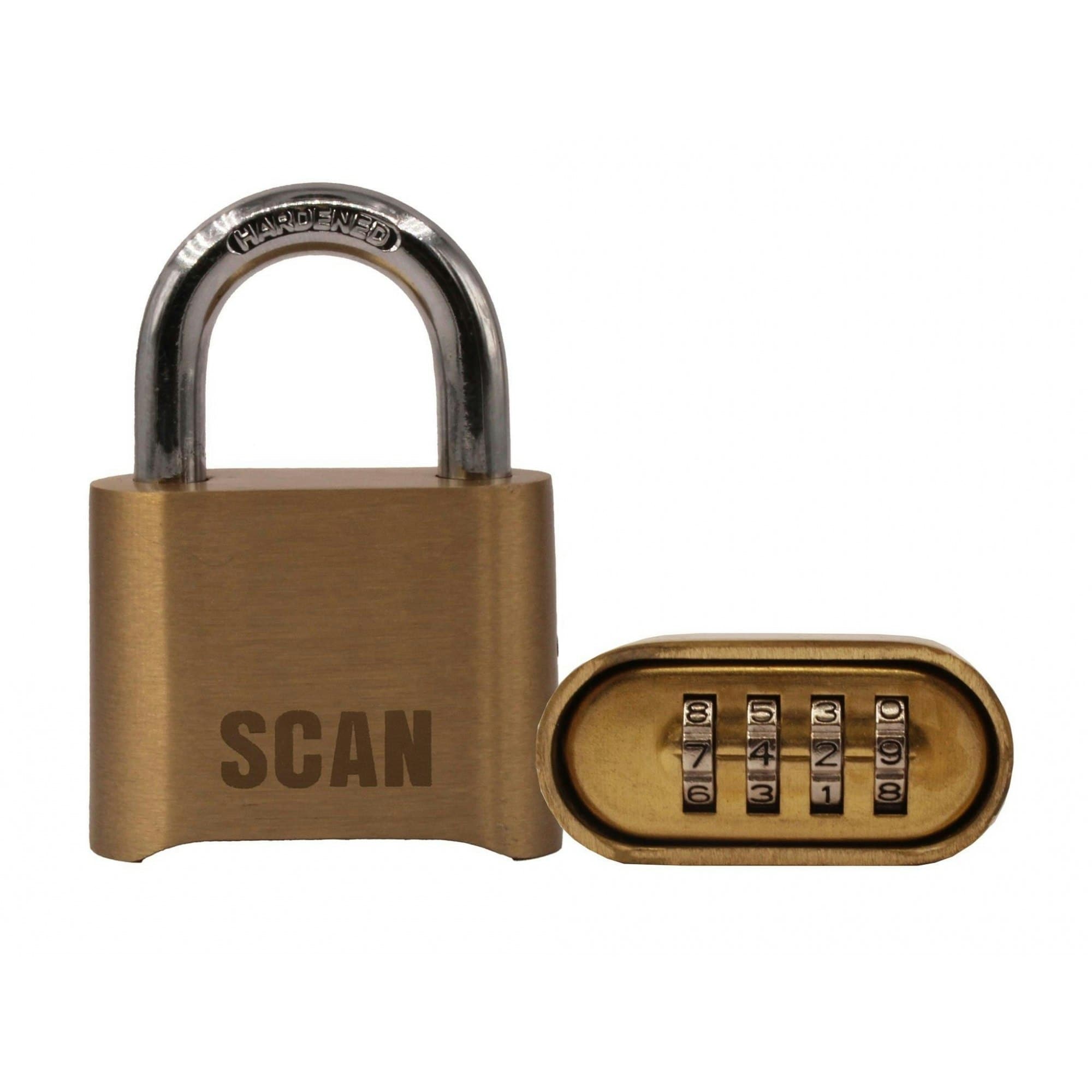 Scan Brass Combination Padlock - Multi Colour - 50mm