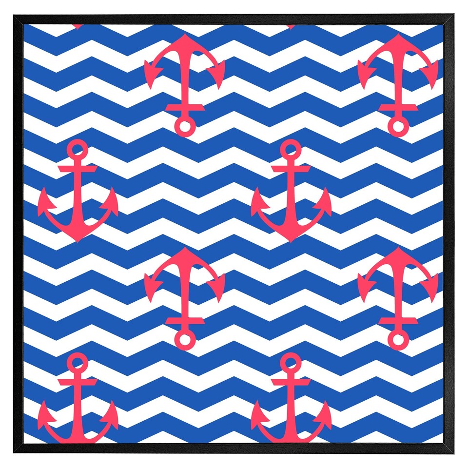 image 1 of Anchors on zig zag stripes (Picture Frame) Brown | M