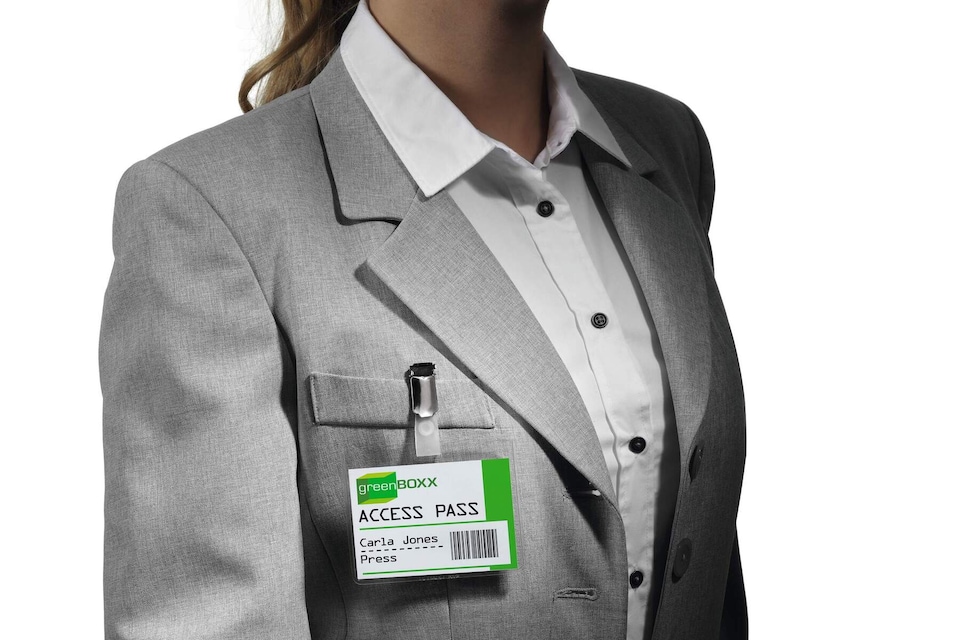 image 1 of Durable Clip Name Tag ID Badge Card Holders + Inserts | 25 Pack | 60 x 90mm