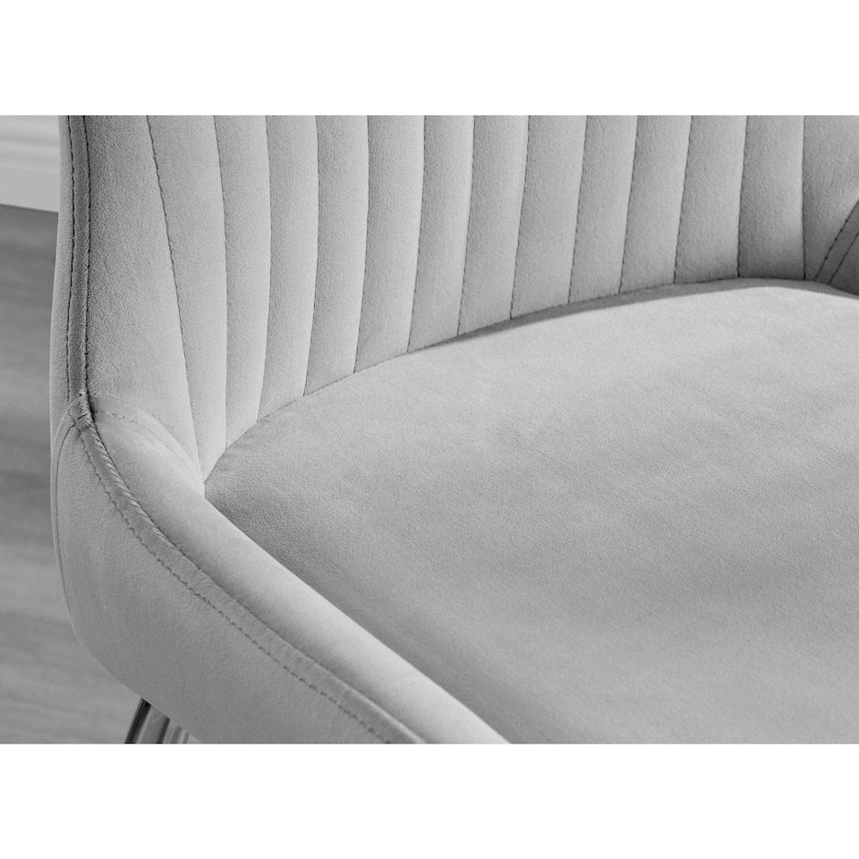 image 1 of Furniturebox 2x Nora Light Grey Velvet Silver Leg Dining Chairs