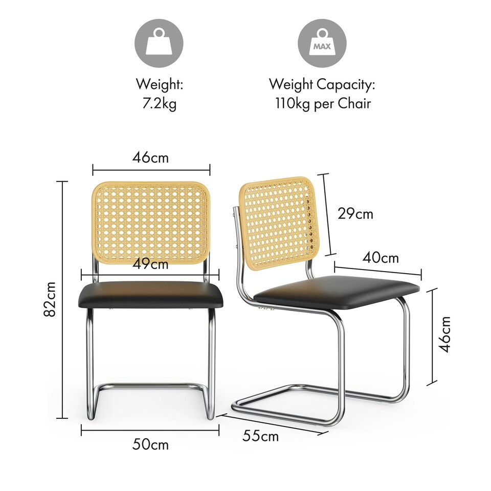 image 1 of VonHaus Bridgewater Cantilever Style Dining Chairs Set of 2