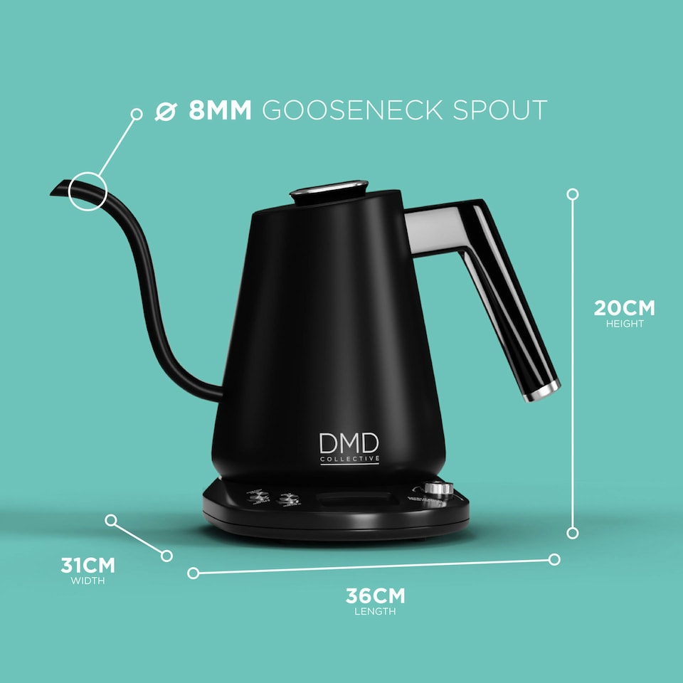 image 1 of DMD Electric Gooseneck Kettle Digital Display, 8mm Spout, 40-100°C Temp Control