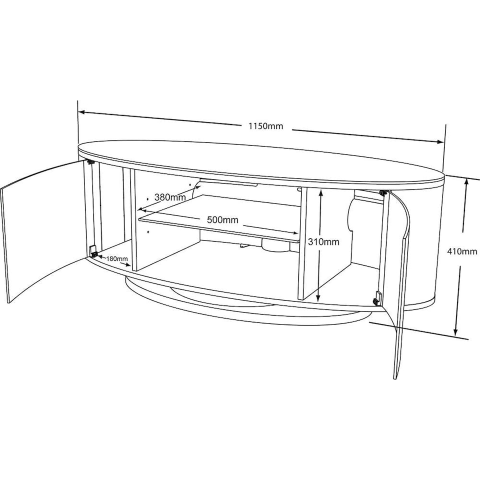 image 1 of MDA Designs Luna Beam Thru Remote Friendy up to 50" LED/LCD/Plasma Gloss Black Luxury TV Cabinet Stand | Black | 1