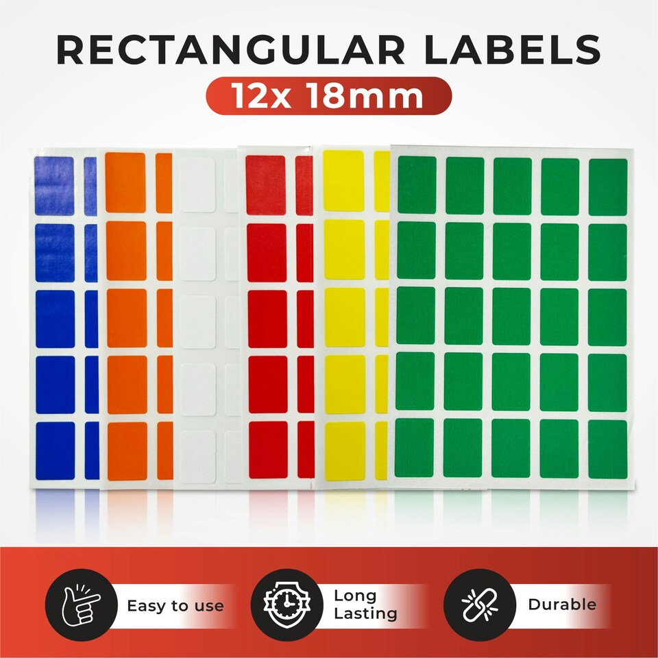 image 1 of Pack of 125 Green 12x18mm Rectangular Labels - Adhesive Stickers