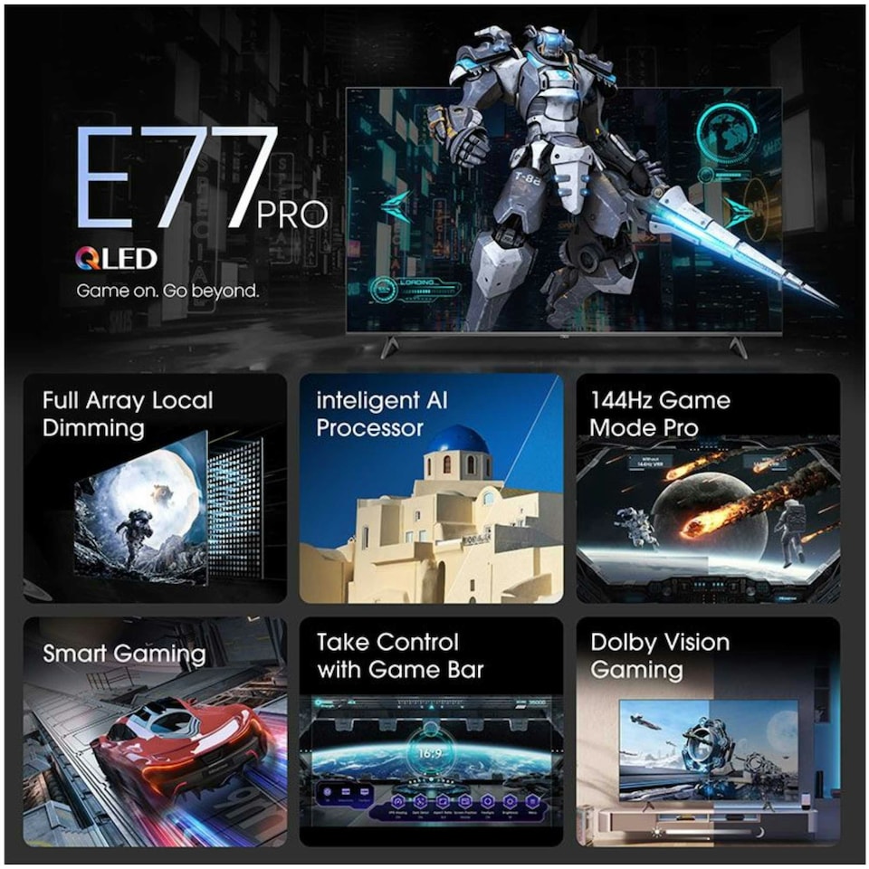 image 1 of Hisense 100" QLED 4K Ultra HD Smart TV 144Hz Refresh Rate 100E77NQTUK-PRO