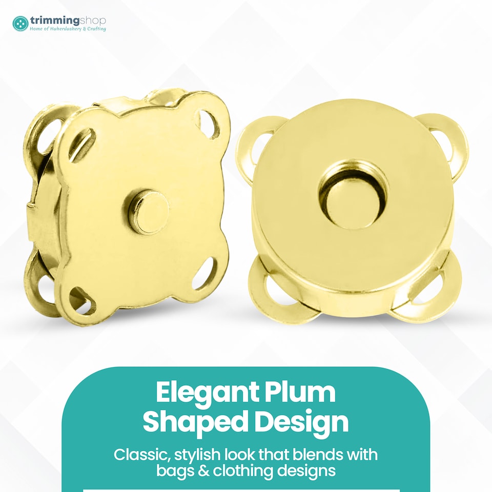 image 1 of 14mm Sew On Magnetic Press Stud Clasps, 2-Part Snap Fasteners - 2pcs