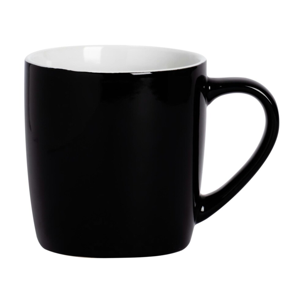 image 1 of Argon Tableware 6x Coloured Coffee Mugs - Black - 350ml - Tea Mug Latte Mug Cappuccino Mug Drinking Mug Black